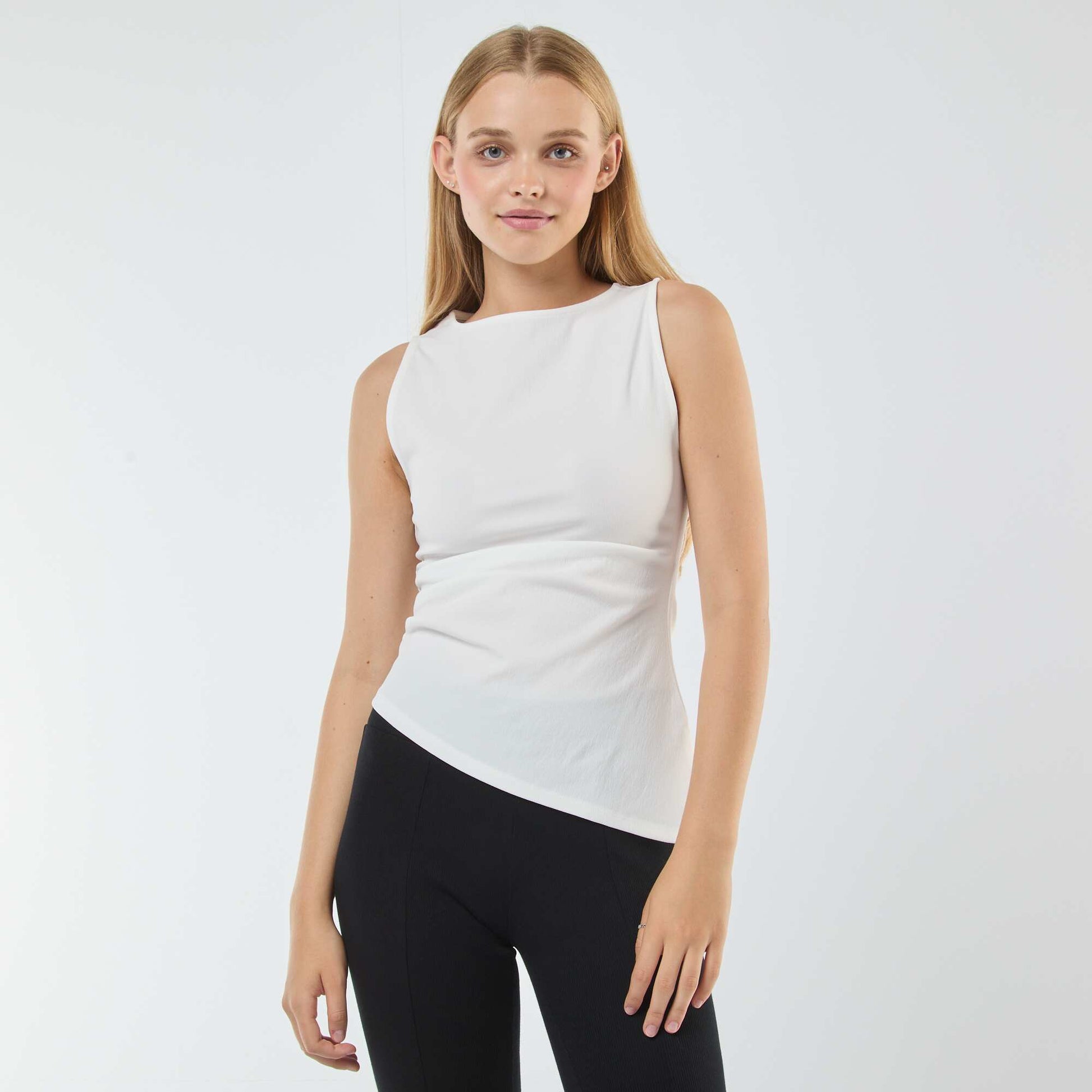 Débardeur sans manches asymétrique BLANC