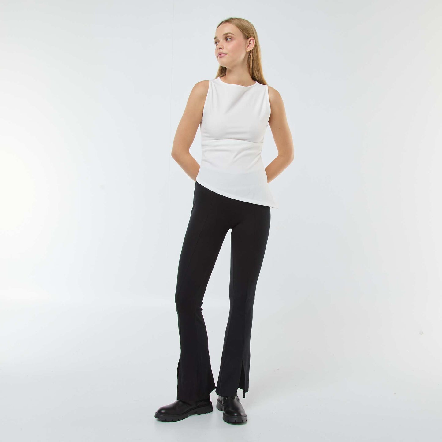 Débardeur sans manches asymétrique BLANC