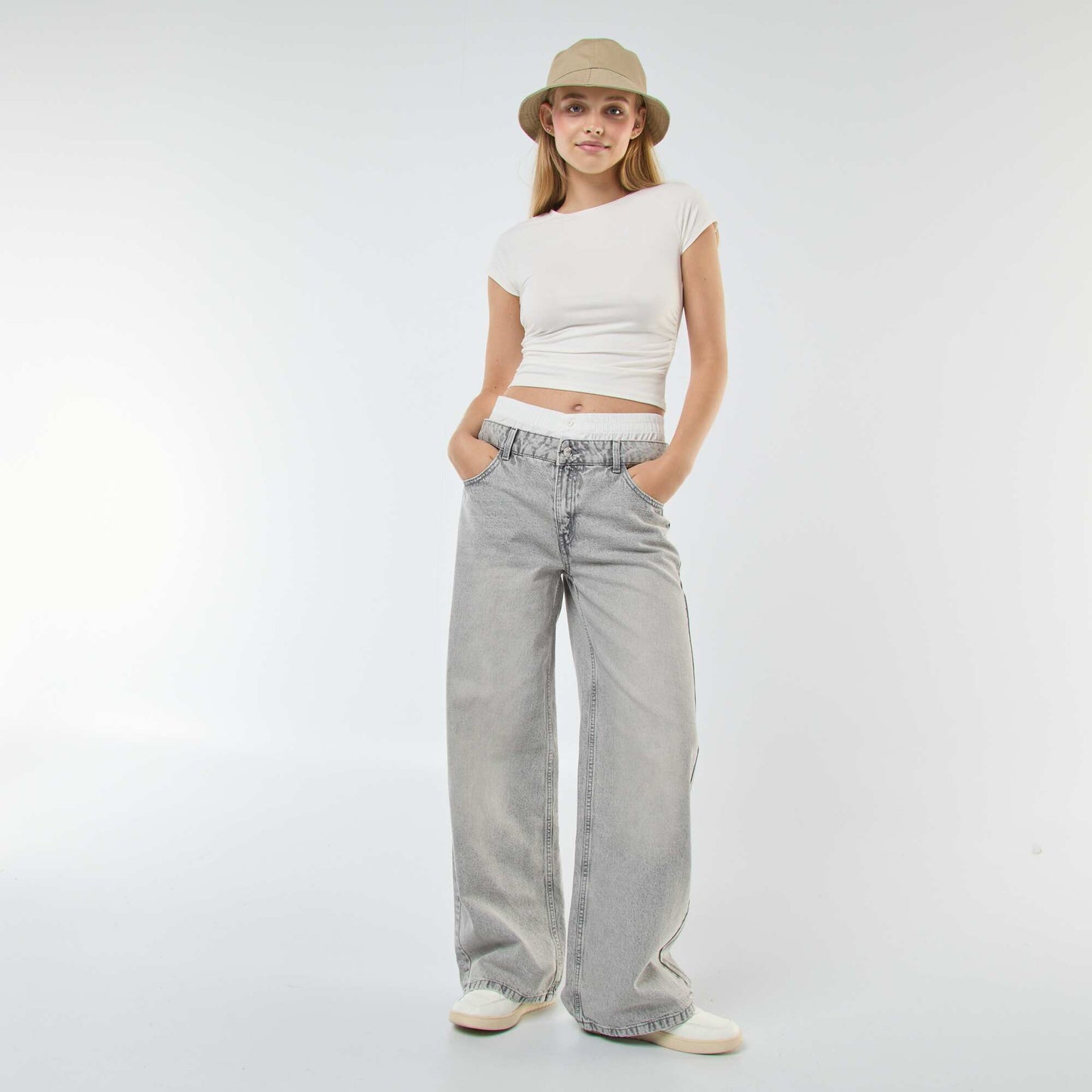 T-shirt froncé uni BLANC