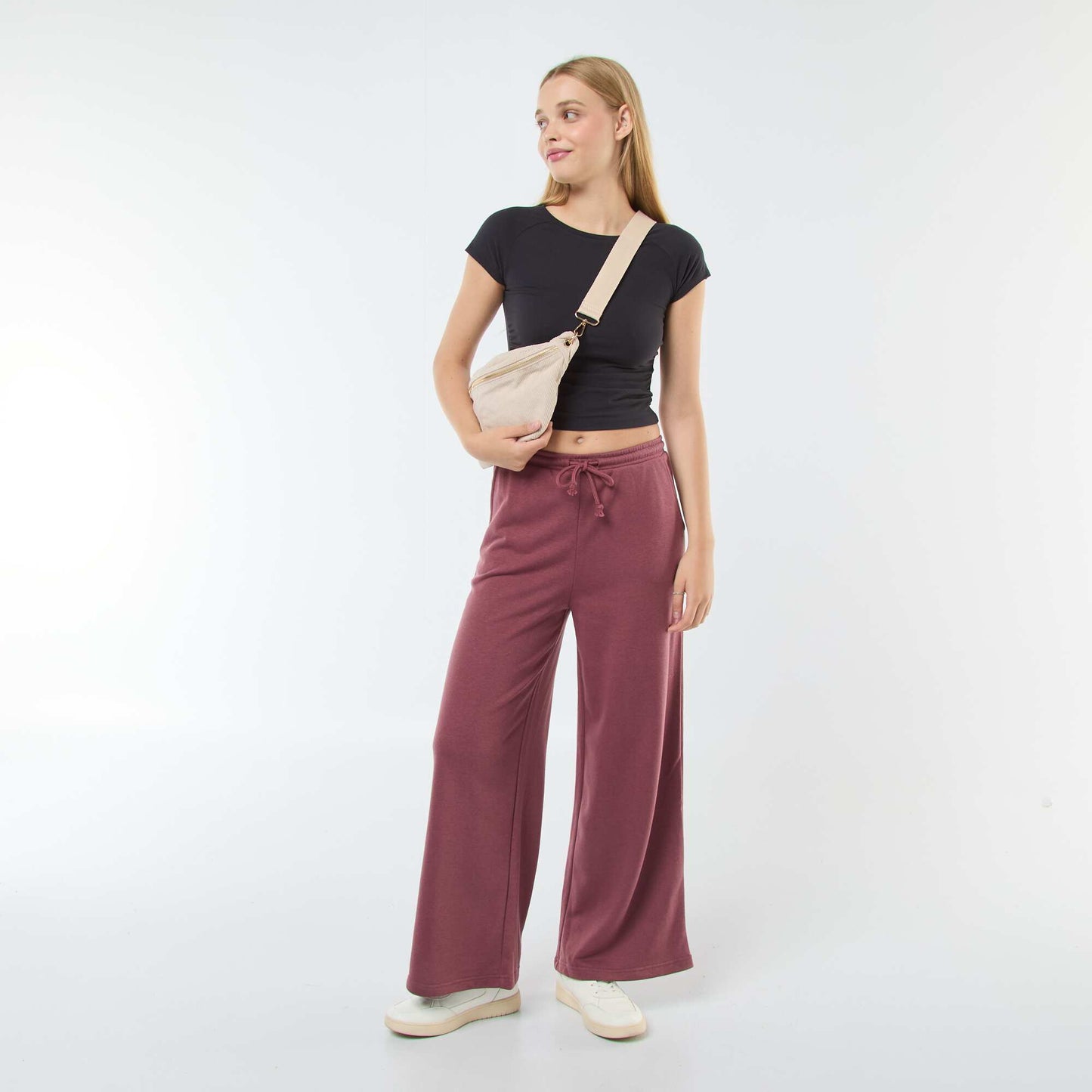 T-shirt froncé uni NOIR
