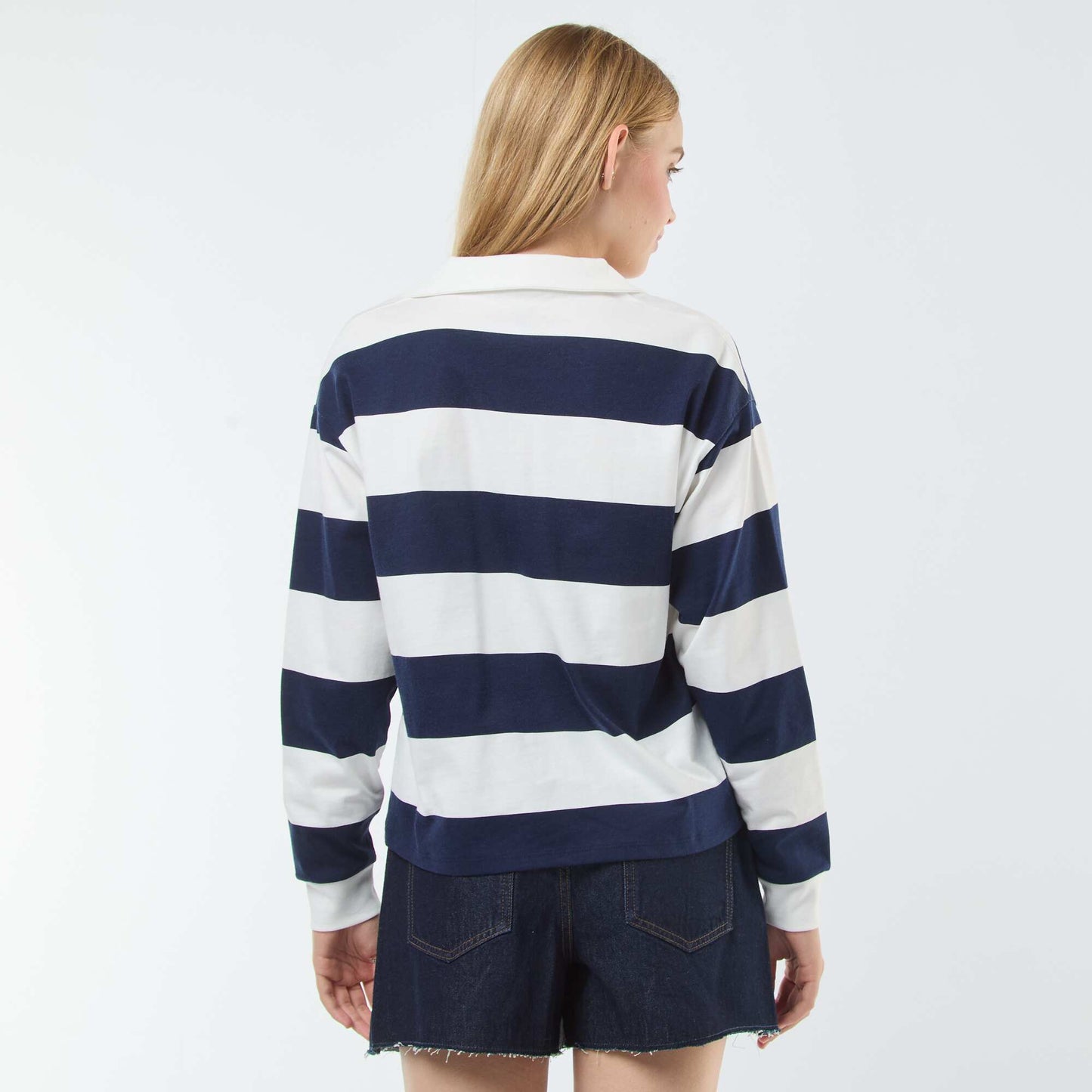 T-shirt polo oversize rayé BLEU