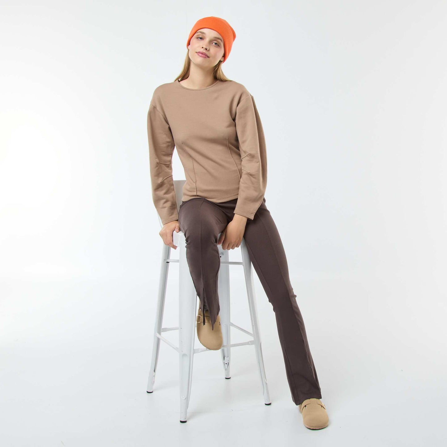 Sweat en molleton à manches longues BEIGE