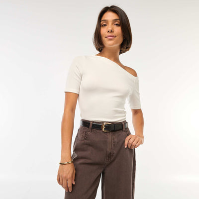 T-shirt col bateau BEIGE