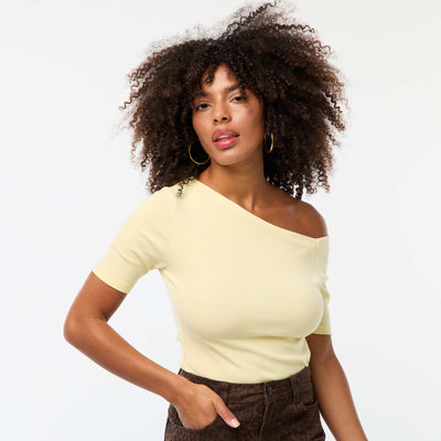 T-shirt col bateau JAUNE
