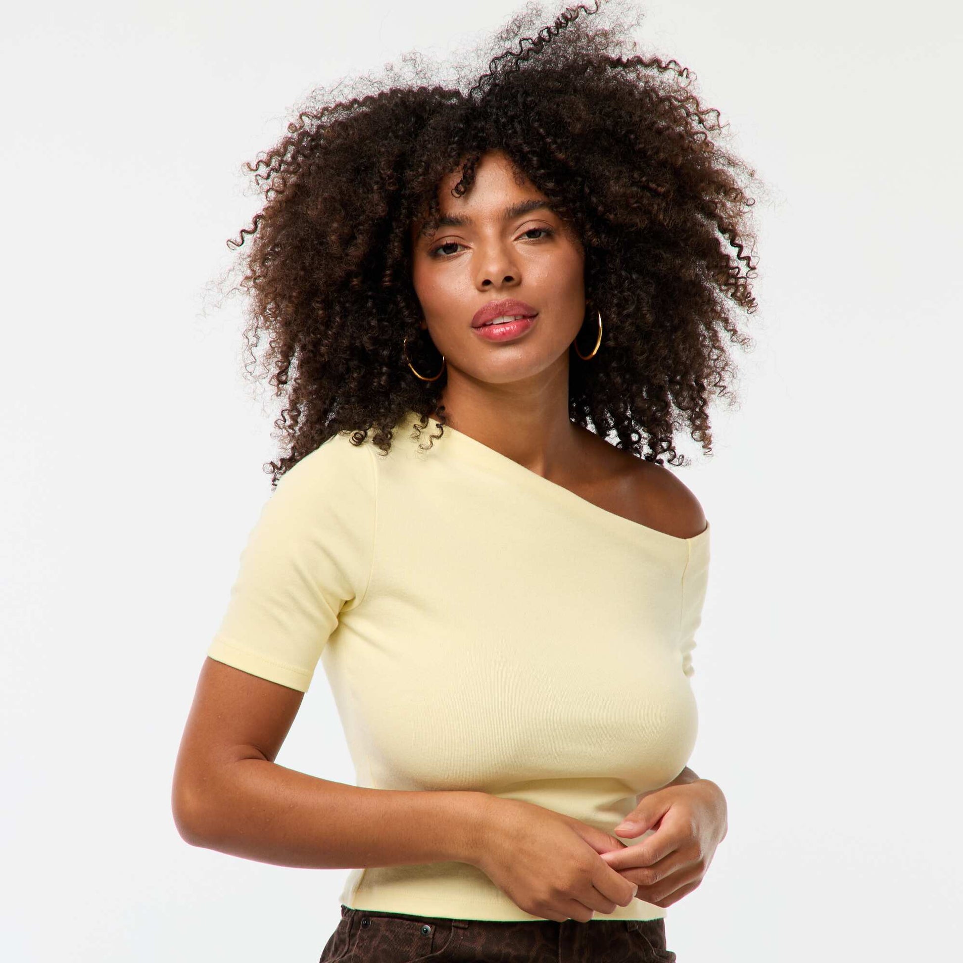 T-shirt col bateau JAUNE