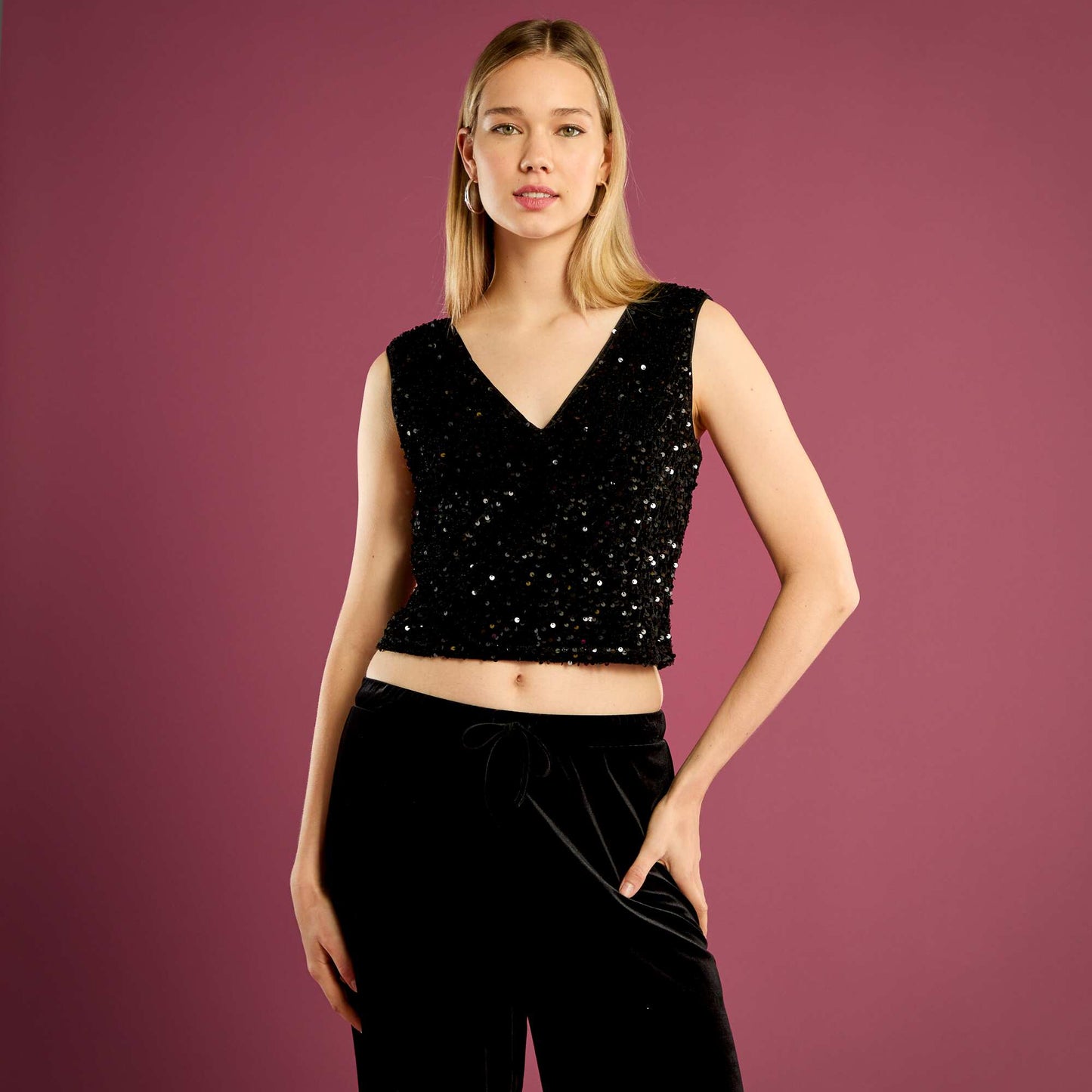 Débardeur à sequins NOIR