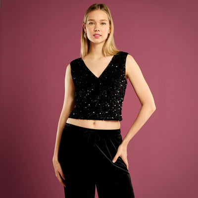 Débardeur à sequins NOIR