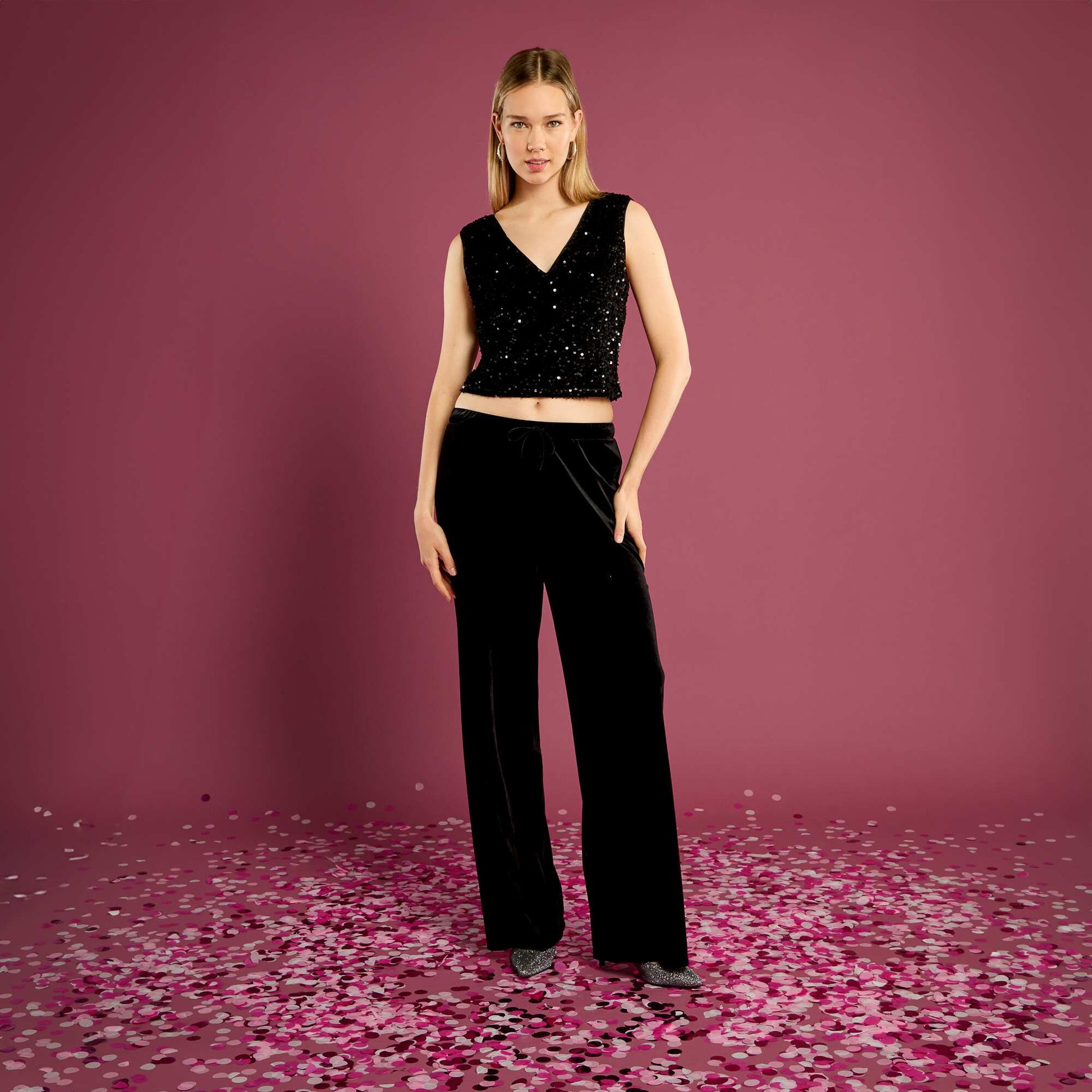 Débardeur à sequins NOIR