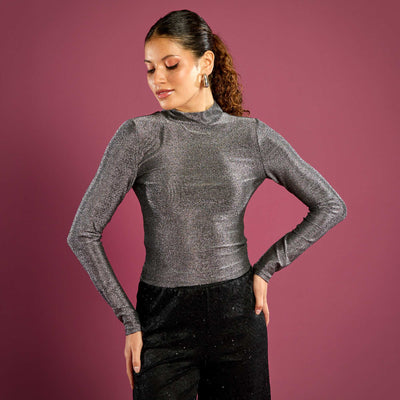 Tee-shirt en maille bisou avec dos échancré GRIS