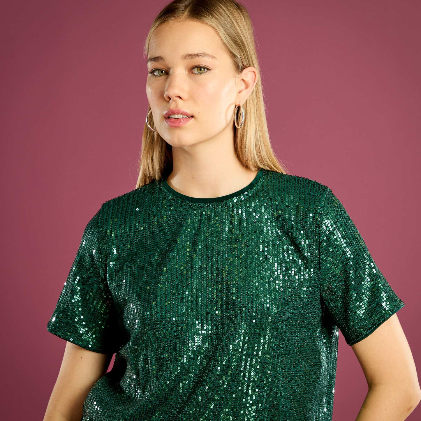Tee-shirt de fêtes à sequins VERT