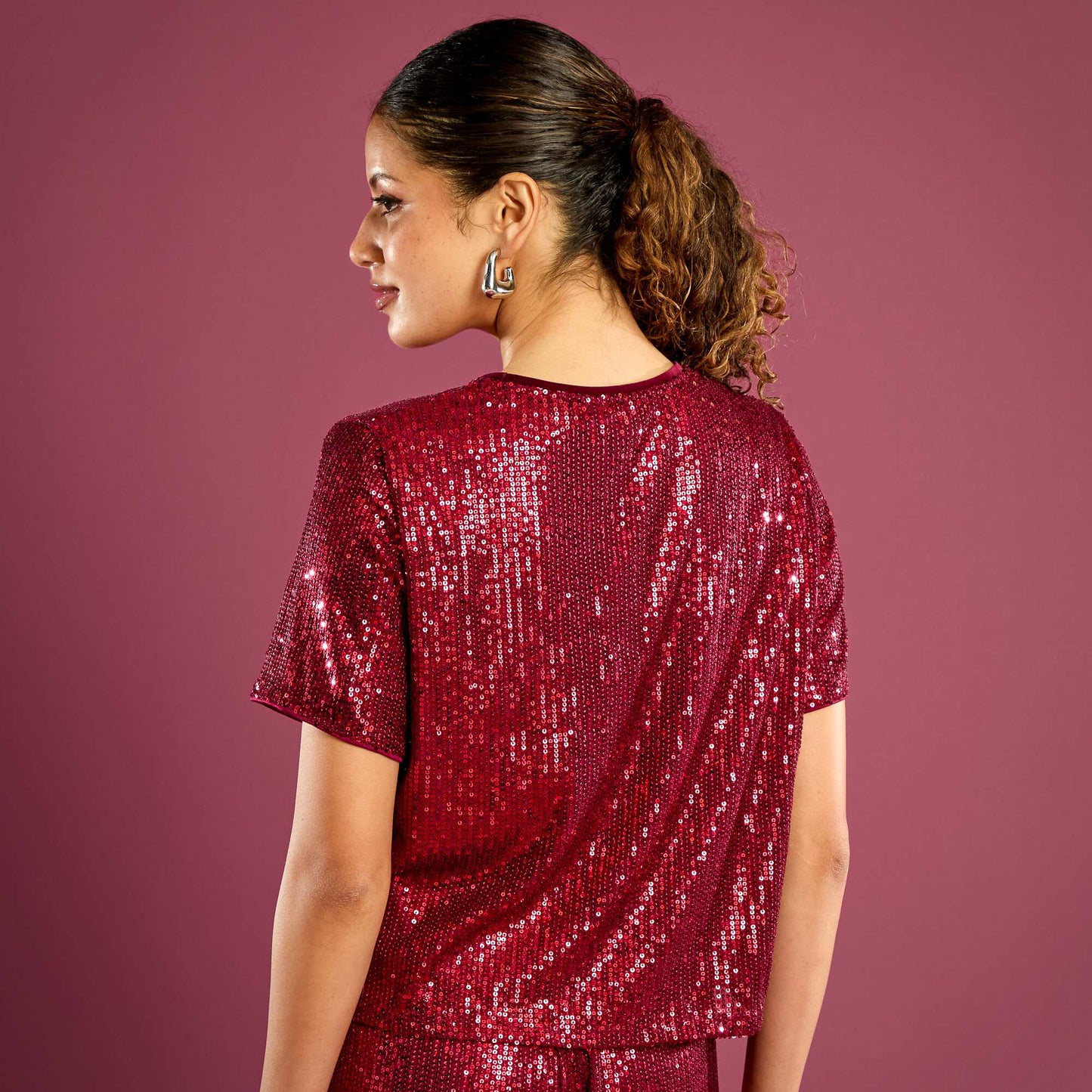 Tee-shirt de fêtes à sequins ROUGE