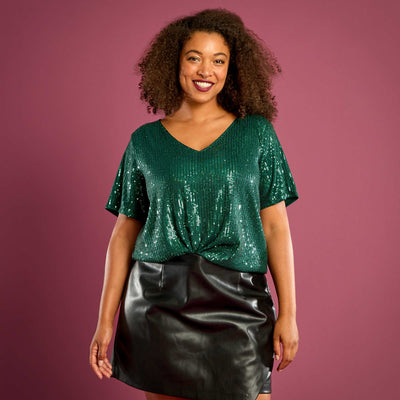 Tee-shirt manches courtes à sequins VERT