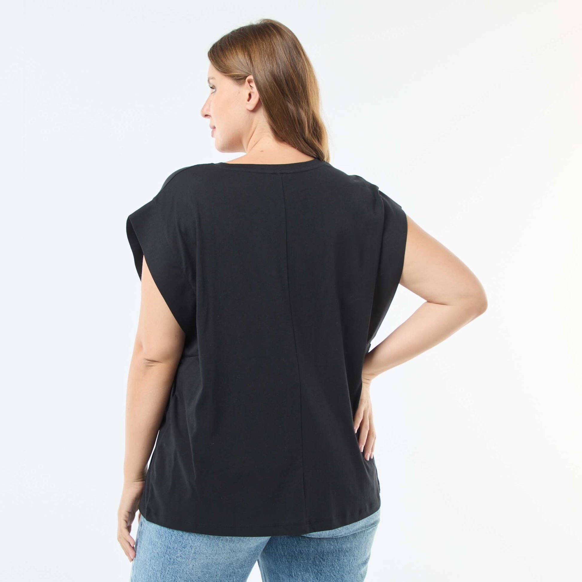 Tee-shirt large avec strass NOIR