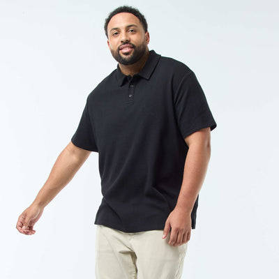 Polo regular en maille relief NOIR