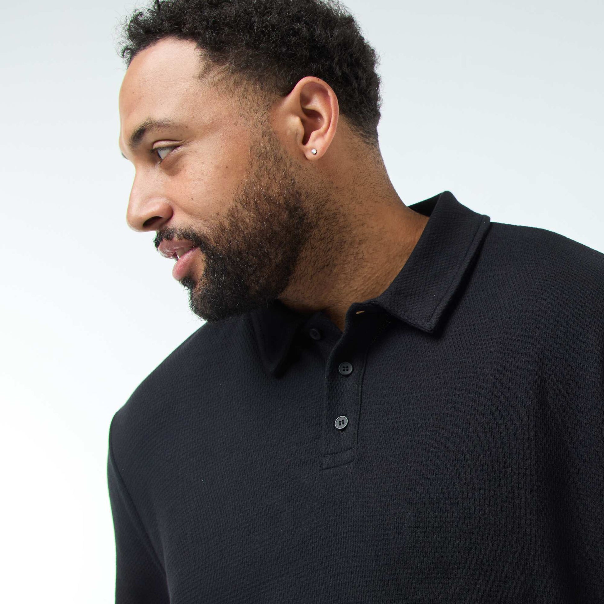Polo regular en maille relief NOIR