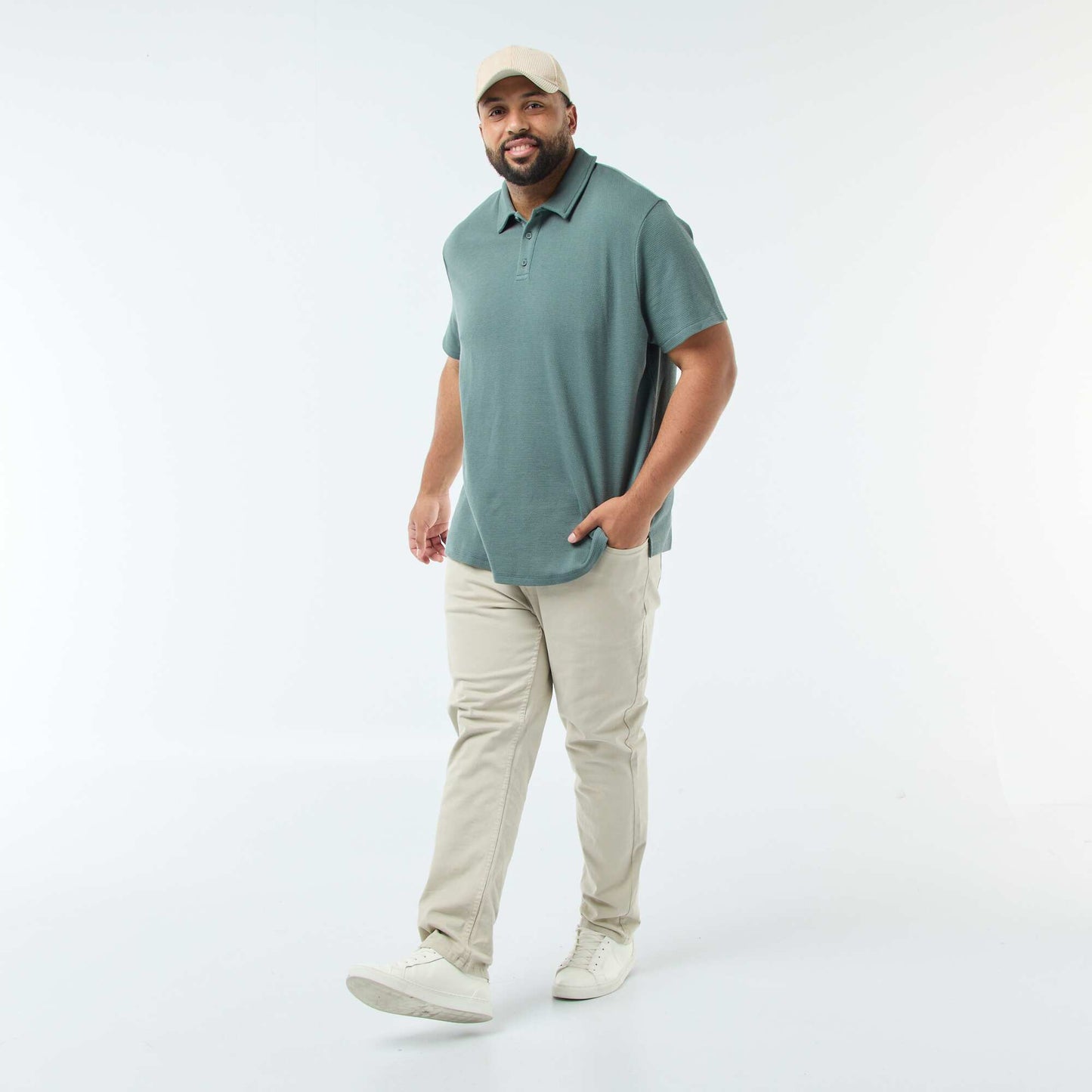 Polo regular en maille relief VERT