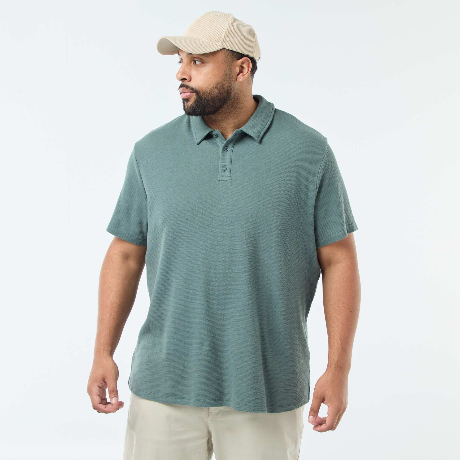 Polo regular en maille relief VERT