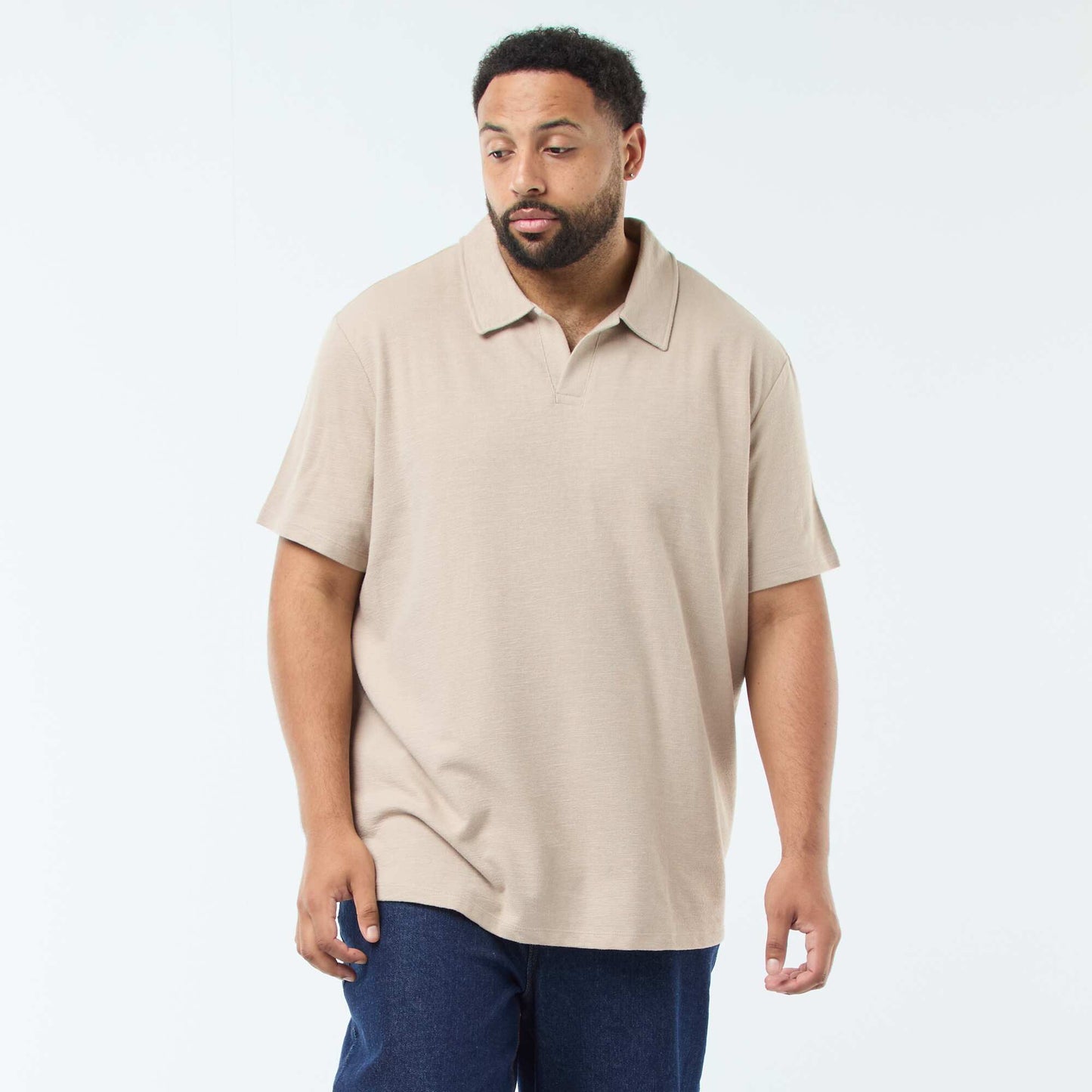 Polo regular en coton uni BEIGE