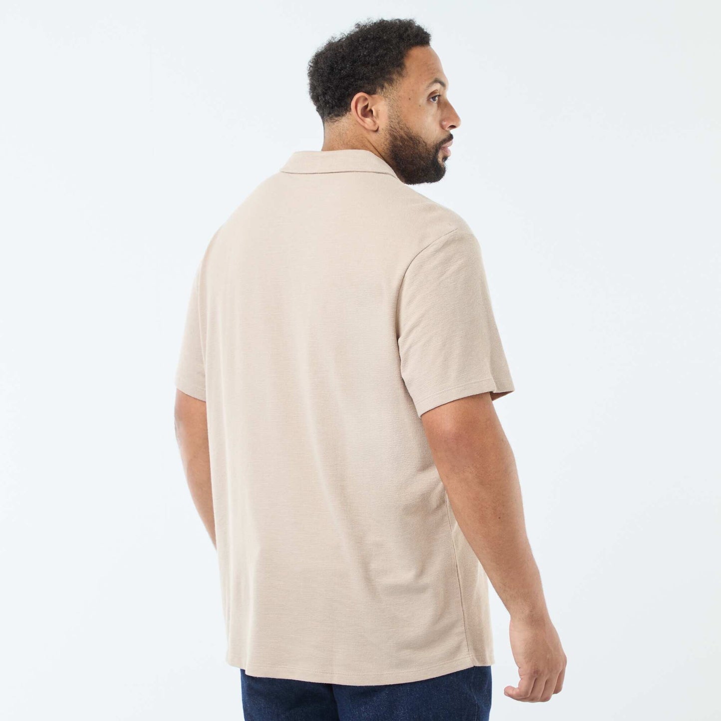 Polo regular en coton uni BEIGE