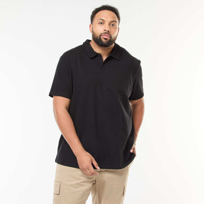 Polo regular en coton uni NOIR