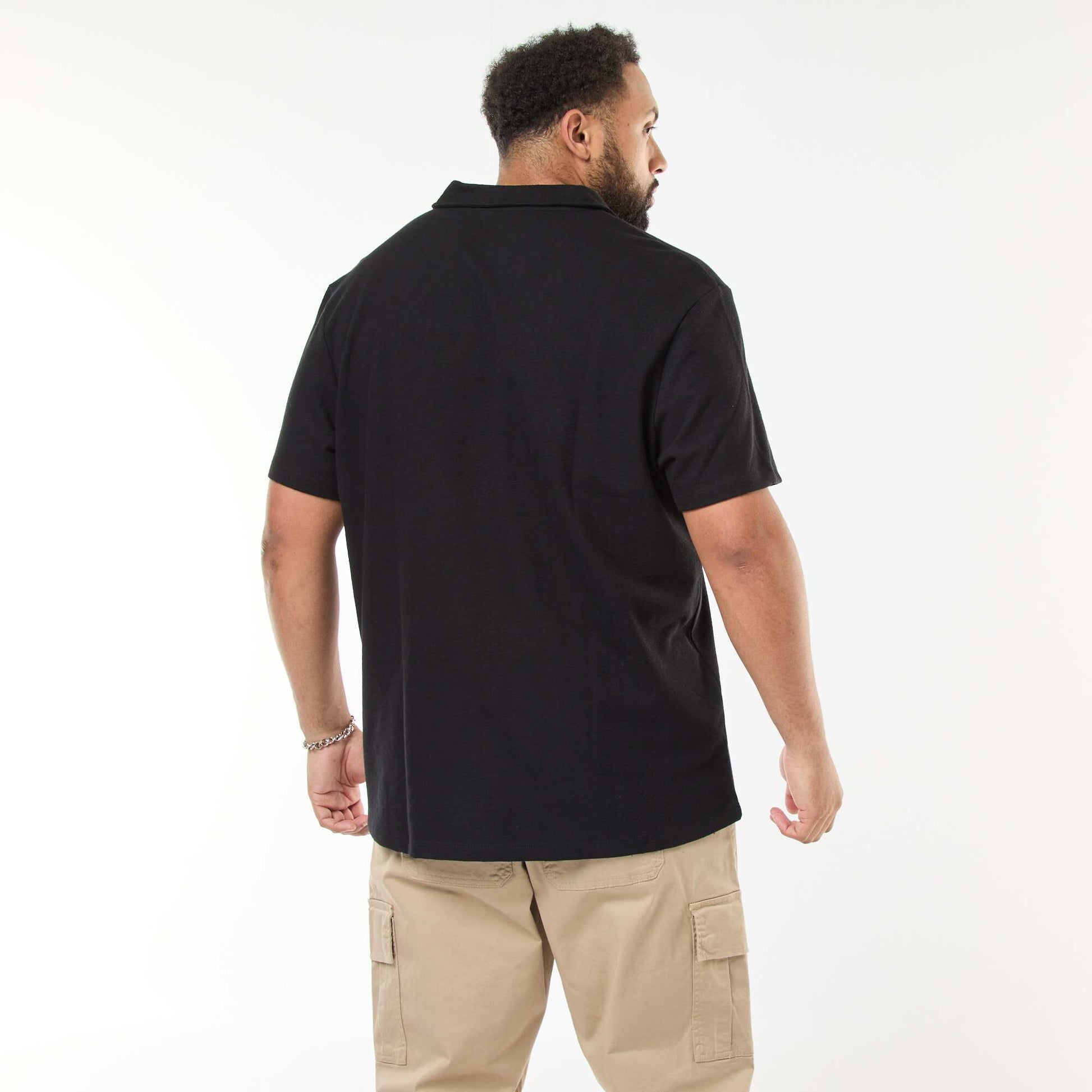 Polo regular en coton uni NOIR