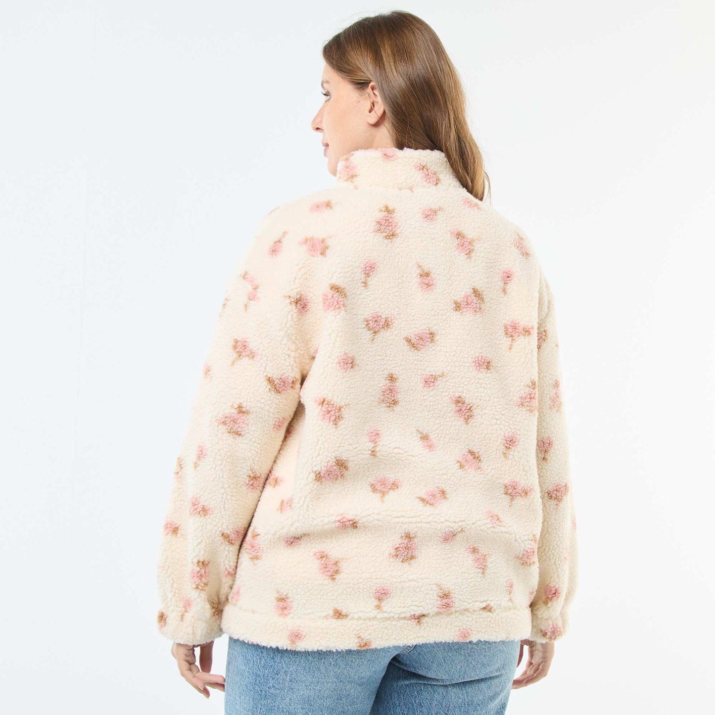 Sweat col camionneur effet moutonné BEIGE