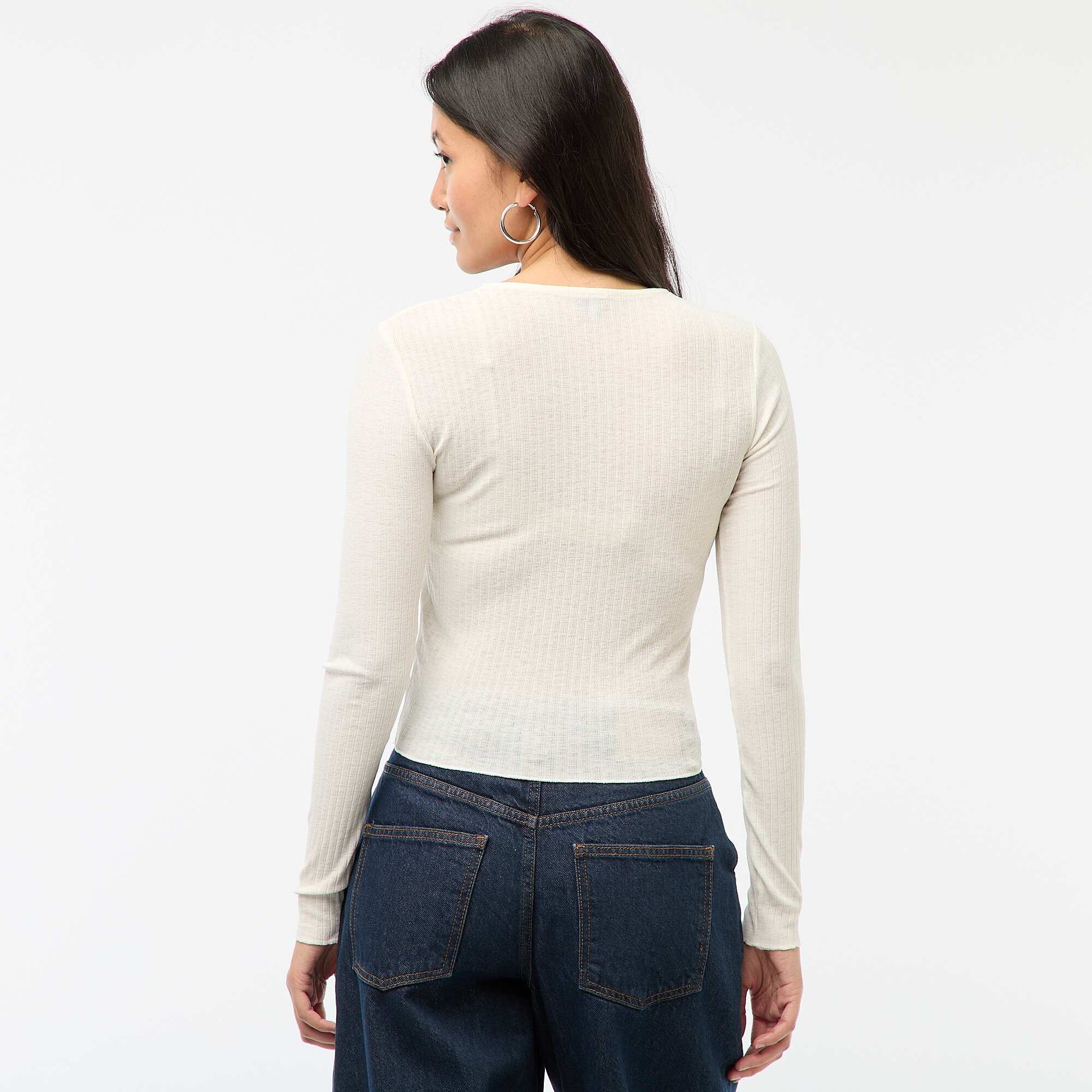 Haut en dentelle manches longues BLANC