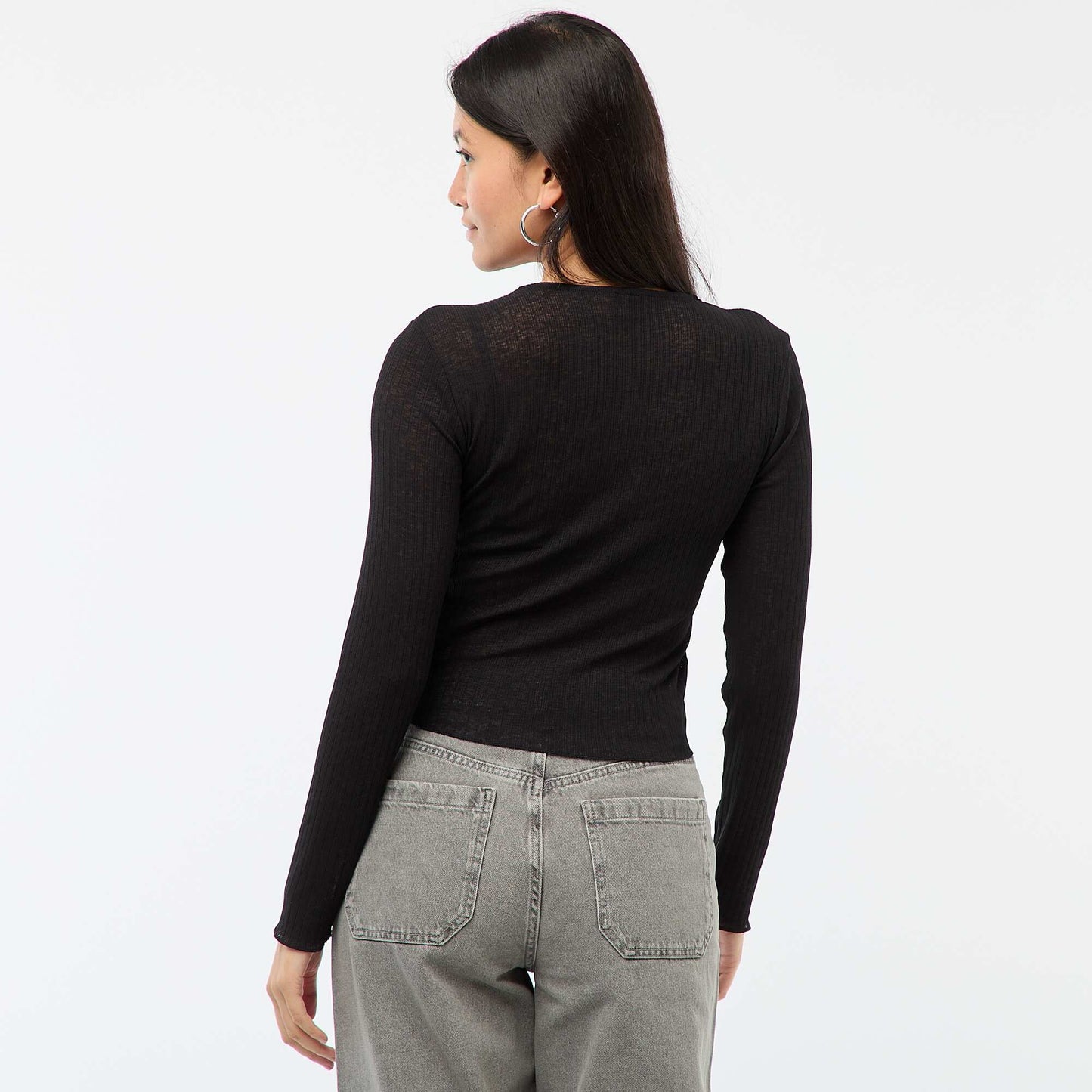 Haut en dentelle manches longues NOIR