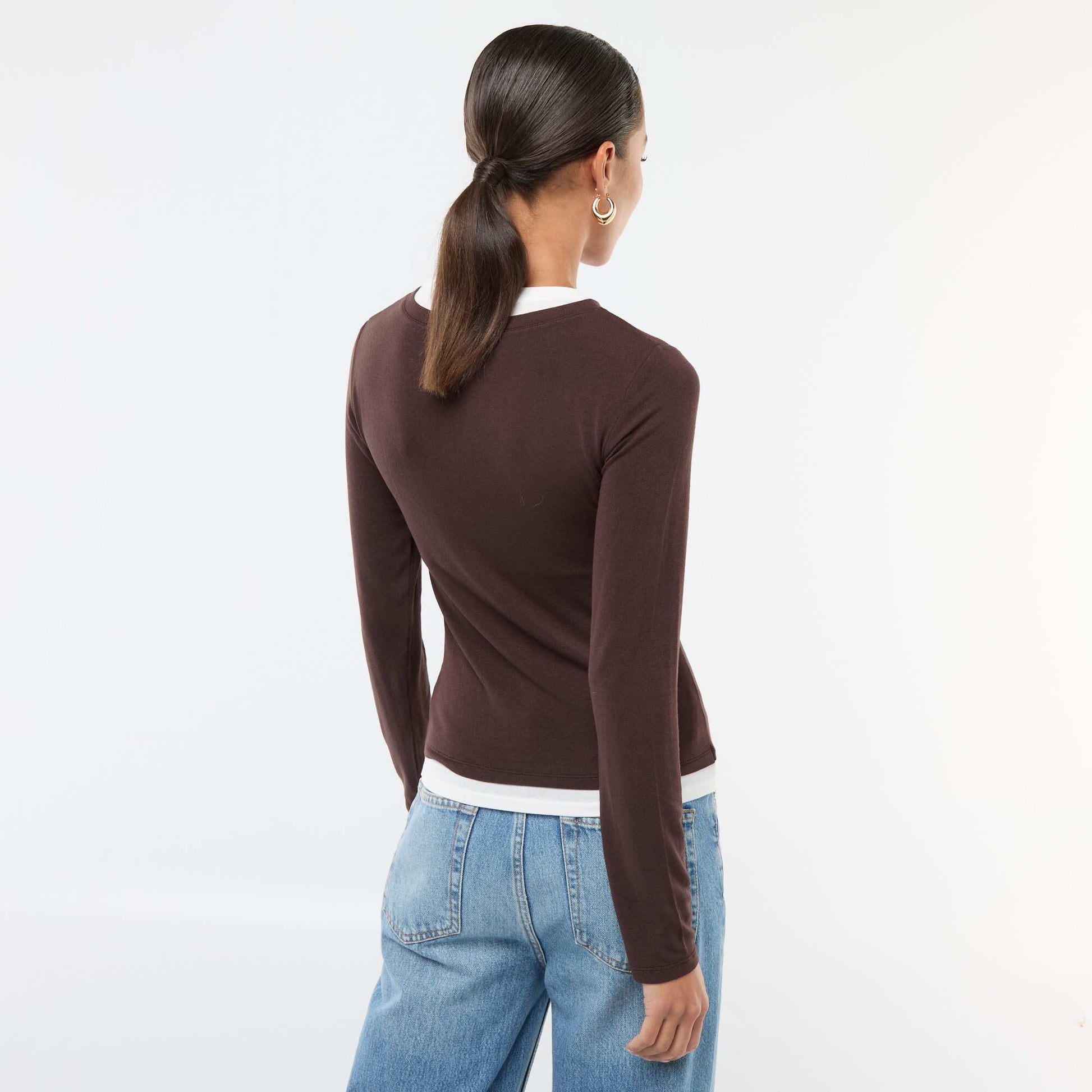 T-shirt manches longues 2 en 1 MARRON