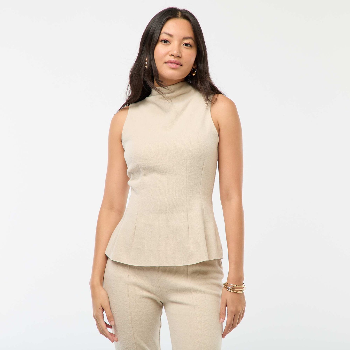 Top cintré en maille doudou BEIGE