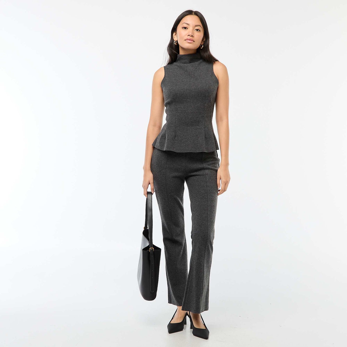 Top cintré en maille doudou GRIS