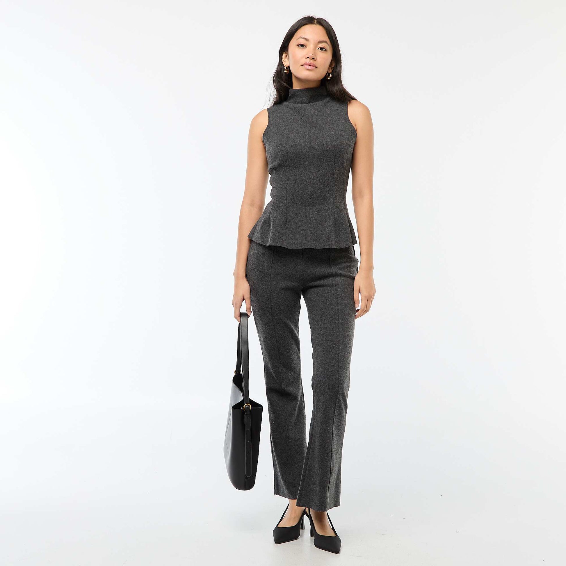 Top cintré en maille doudou GRIS