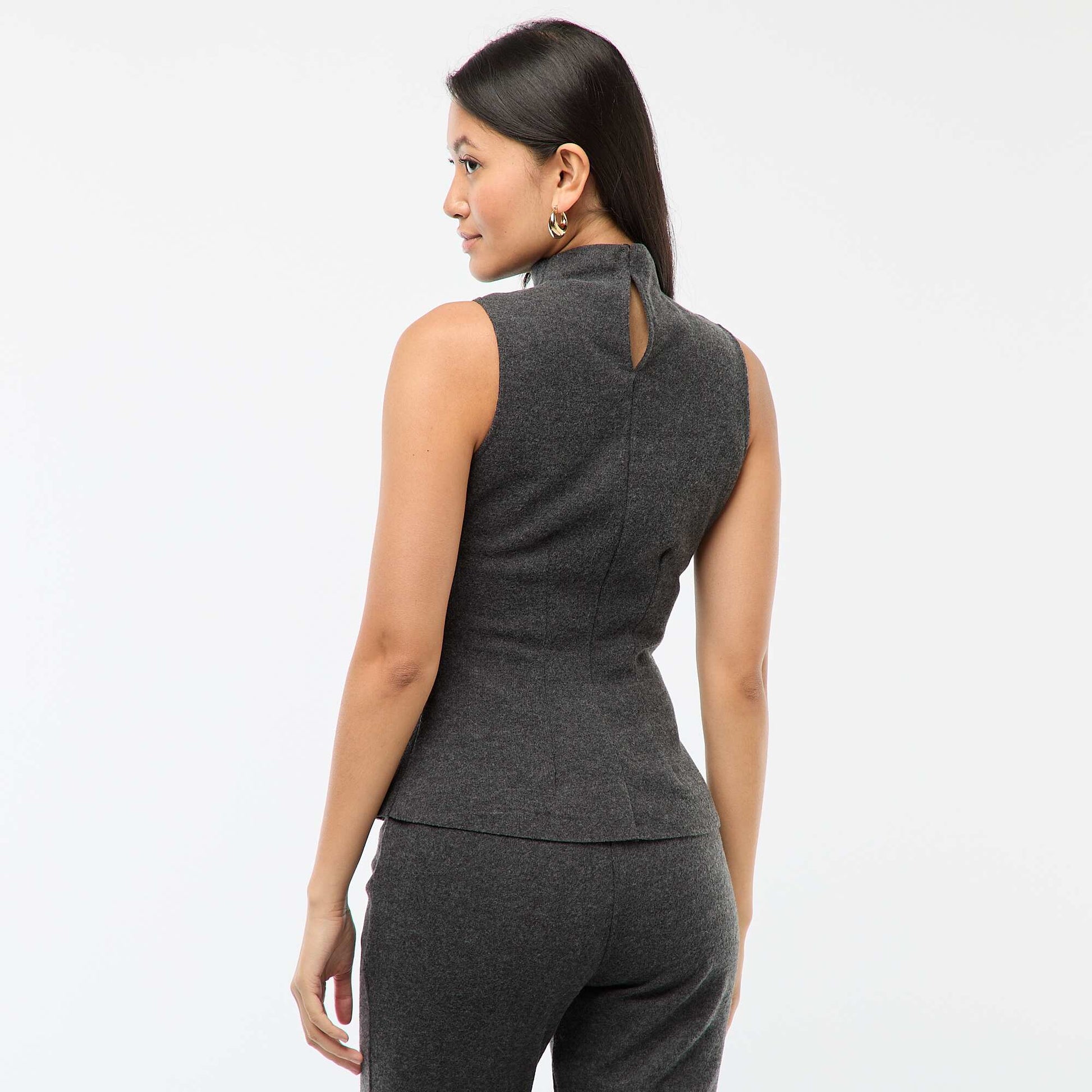 Top cintré en maille doudou GRIS
