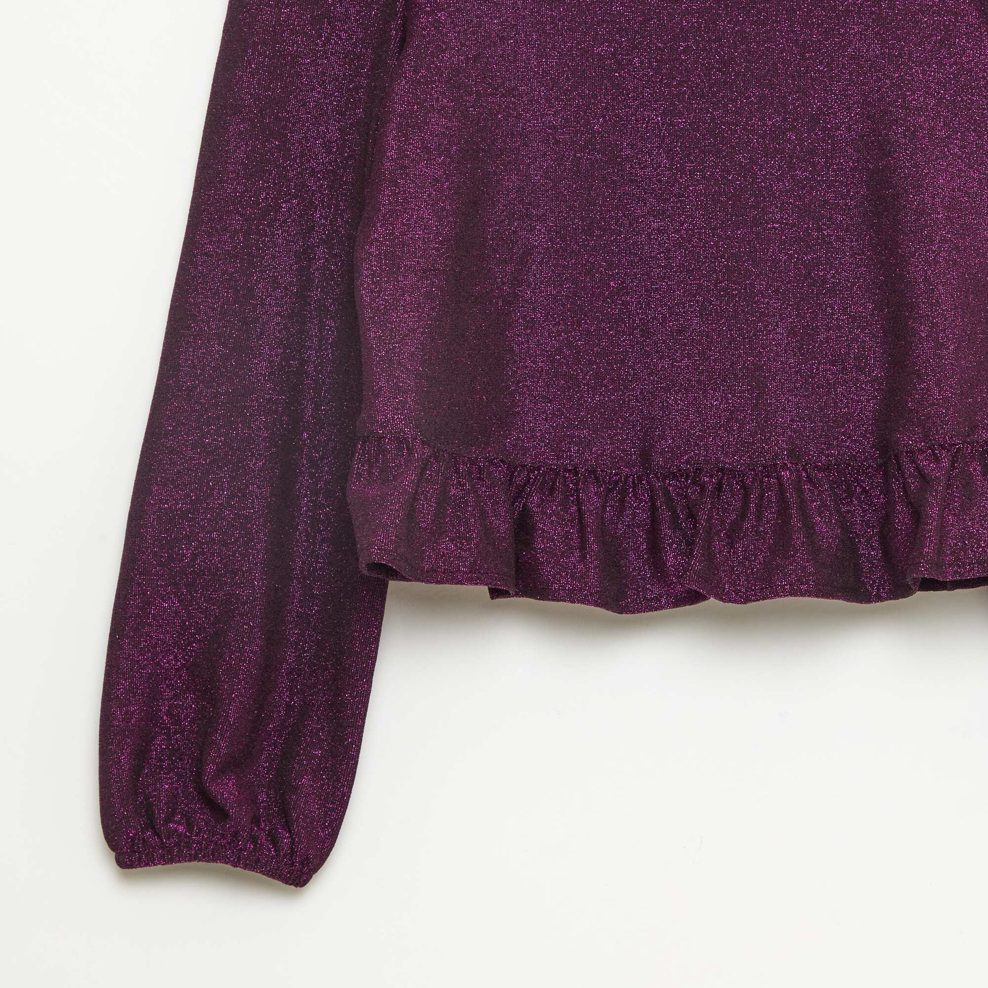 Haut brillant en maille bisous volantée VIOLET