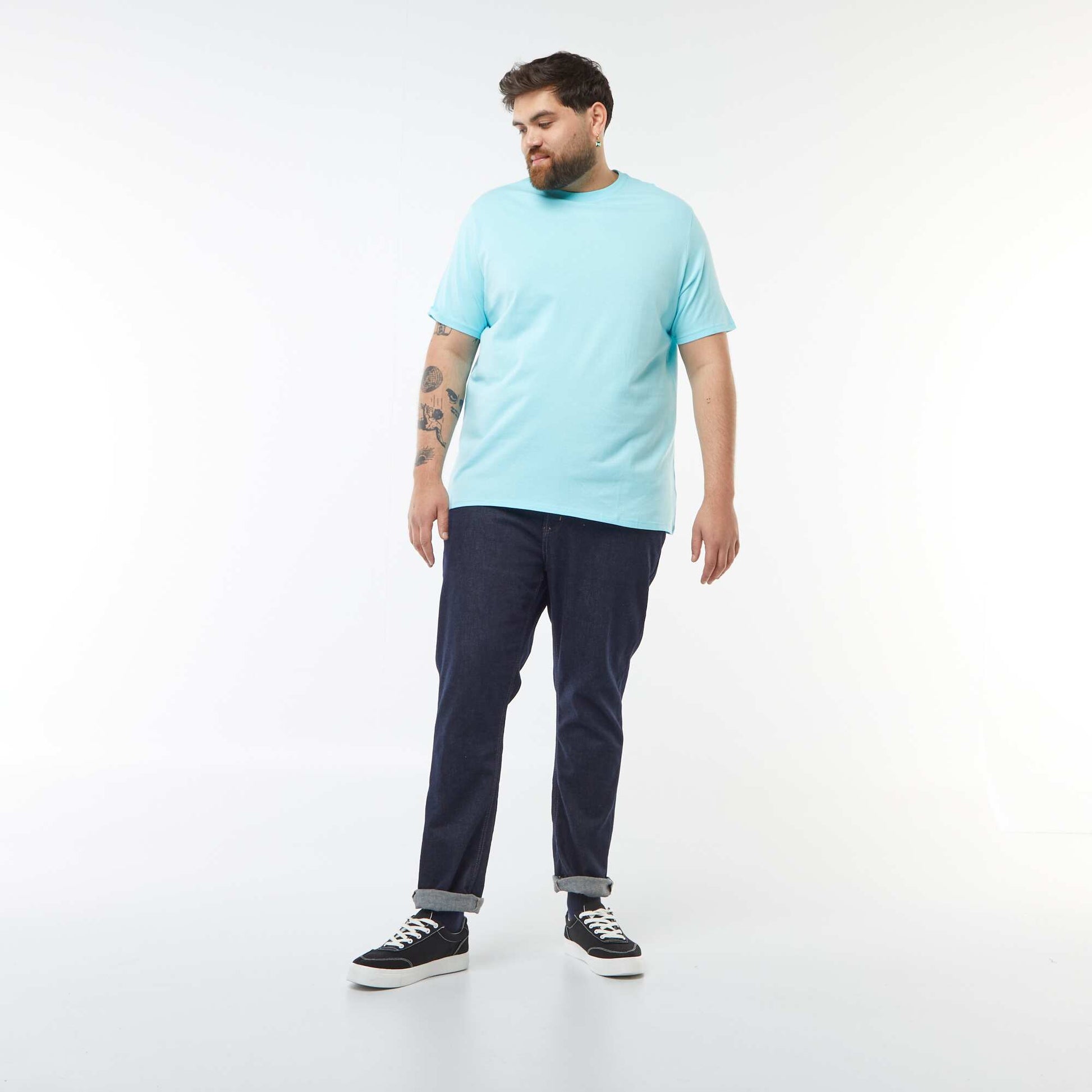 T-shirt uni en maille jersey BLEU