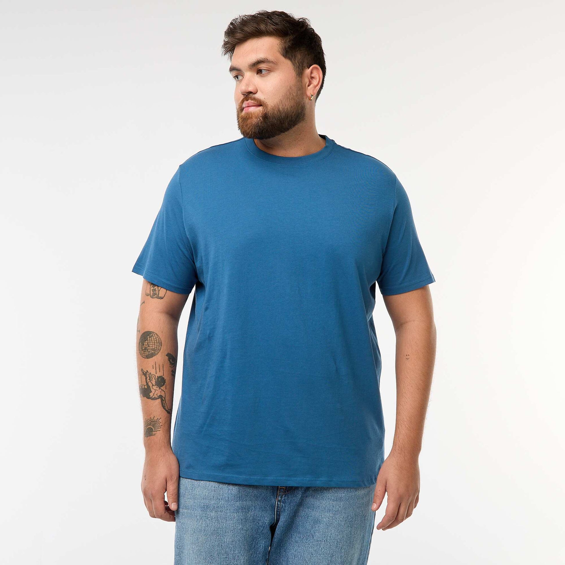 T-shirt uni en maille jersey BLEU