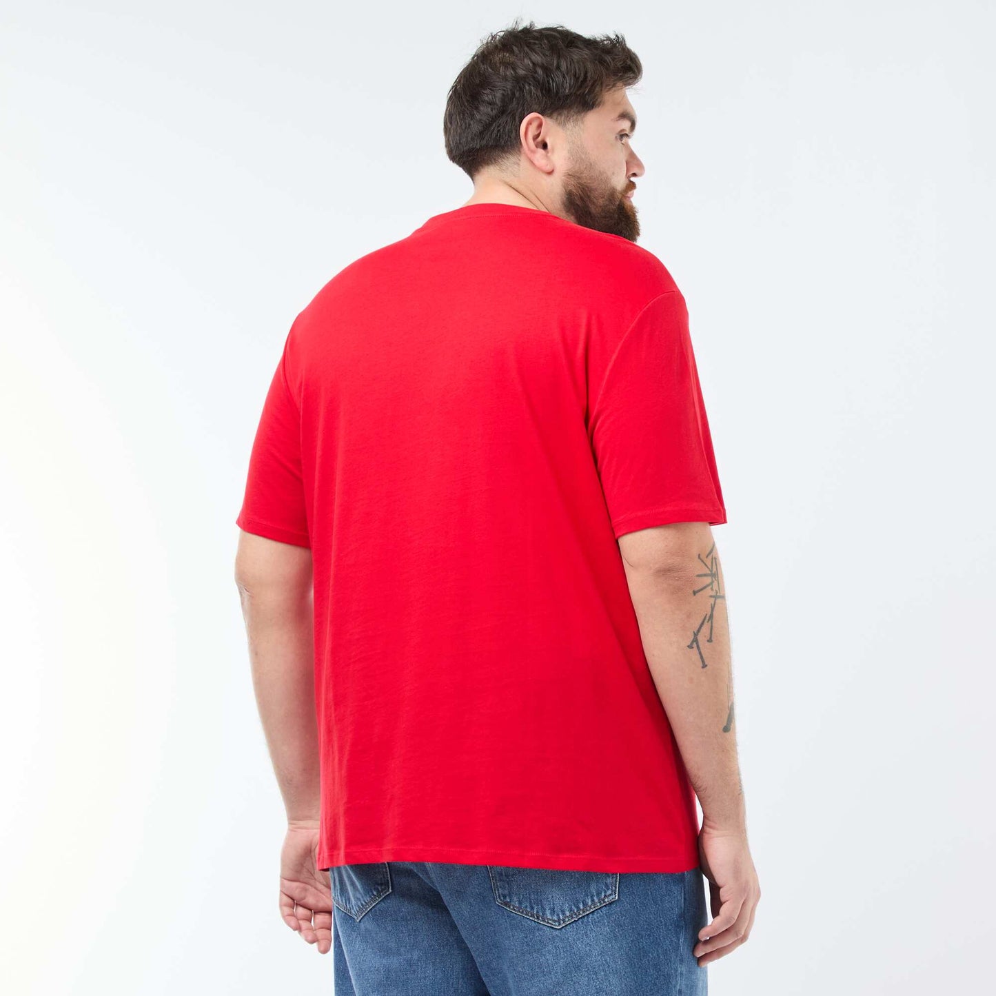 T-shirt uni en maille jersey ROUGE