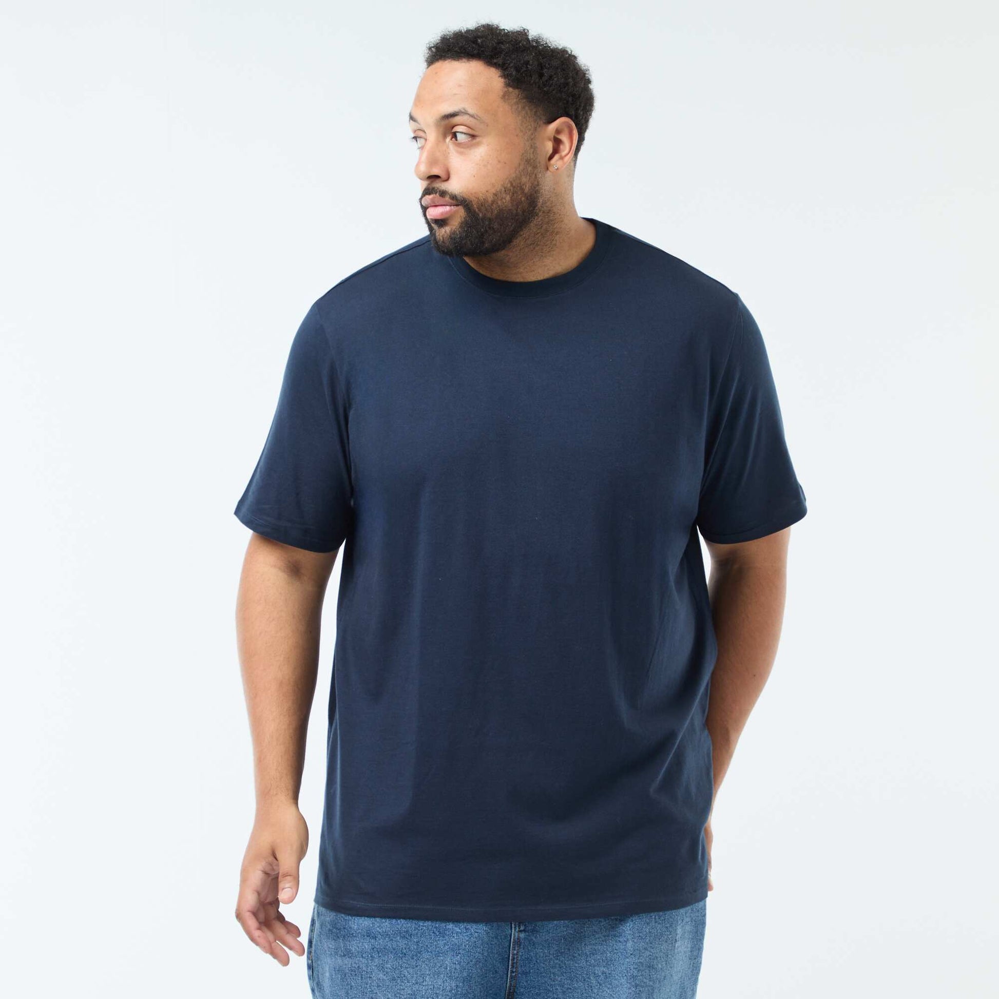 T-shirt uni en maille jersey BLEU