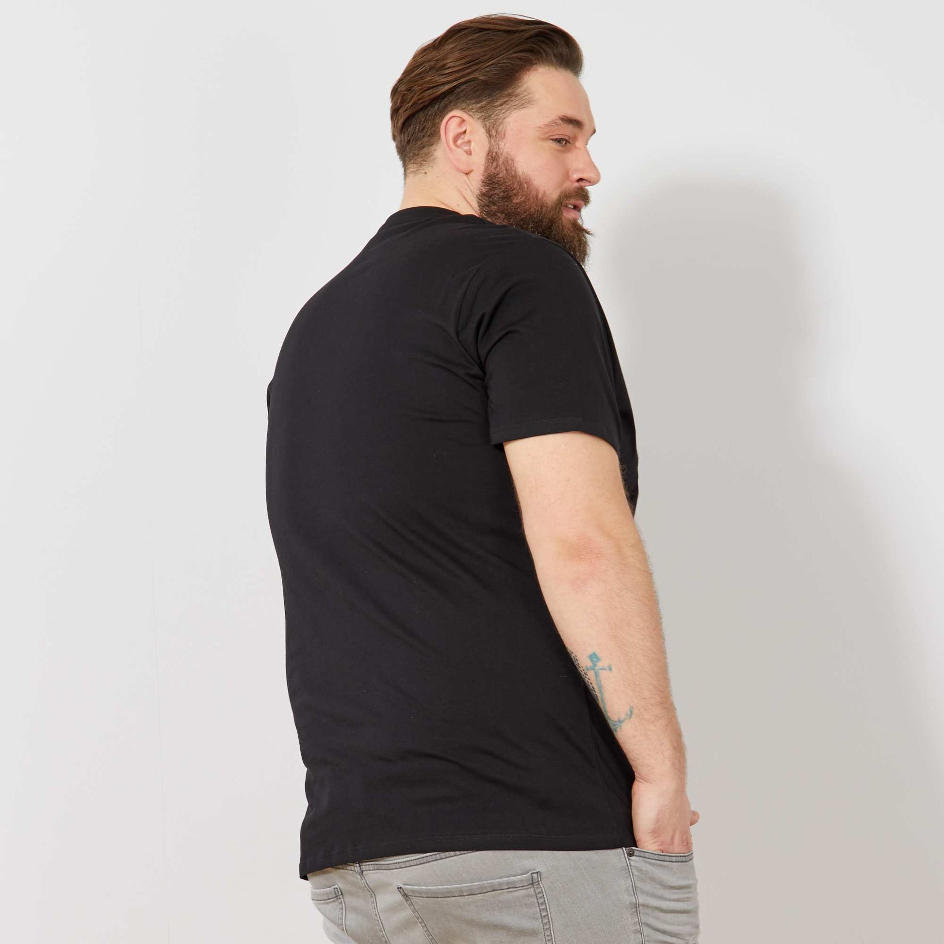T-shirt uni en maille jersey NOIR