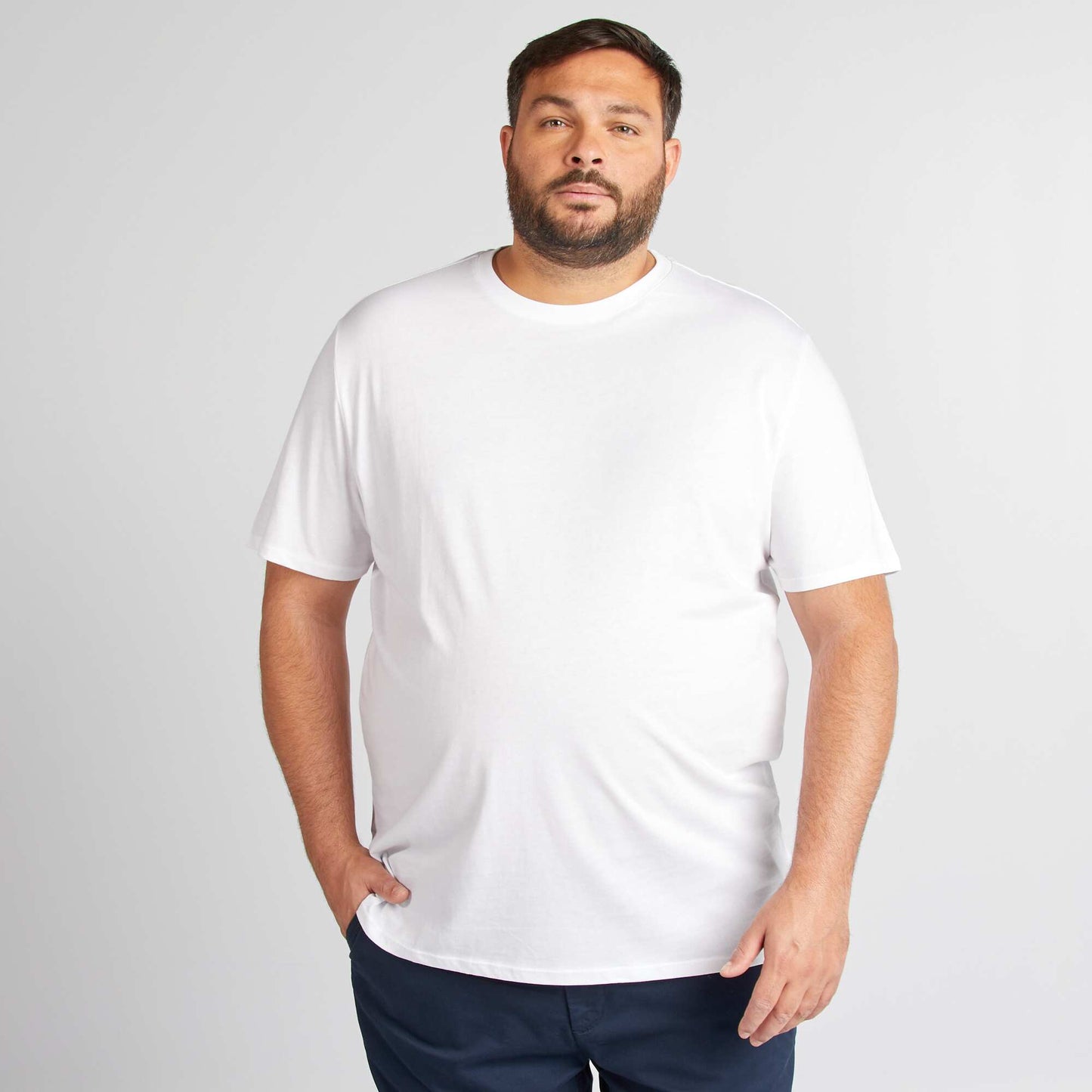 T-shirt uni en maille jersey BLANC