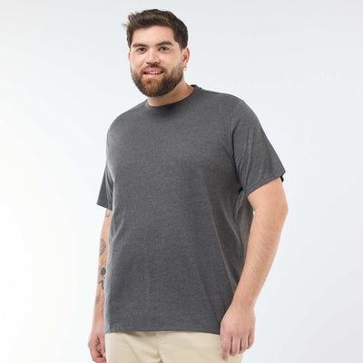 T-shirt uni en maille jersey GRIS FONCé CHINé