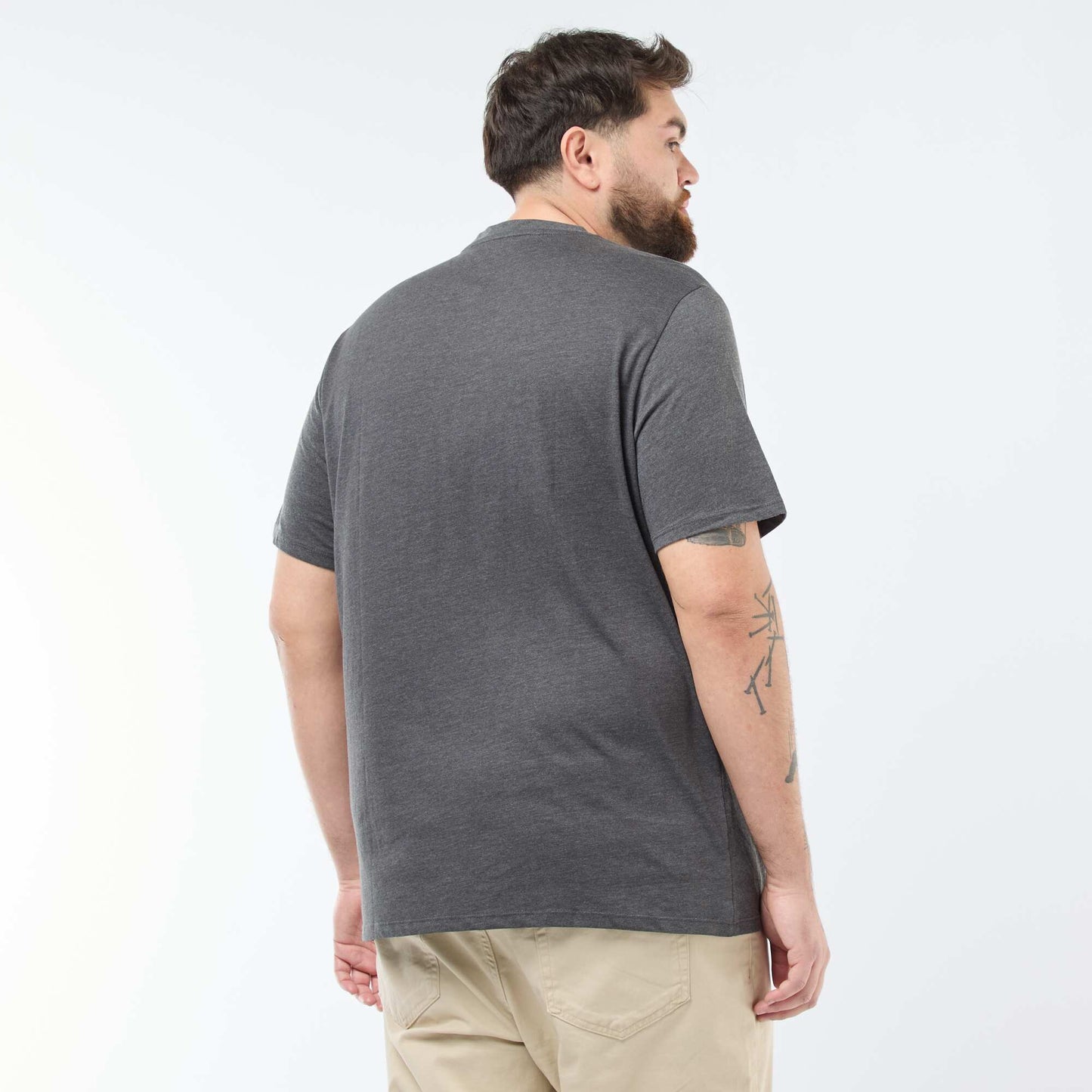 T-shirt uni en maille jersey GRIS FONCé CHINé