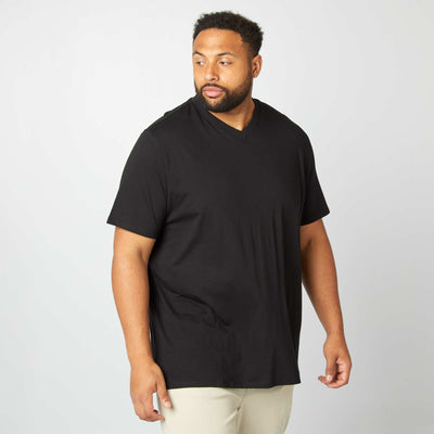 T-shirt en jersey à col V NOIR