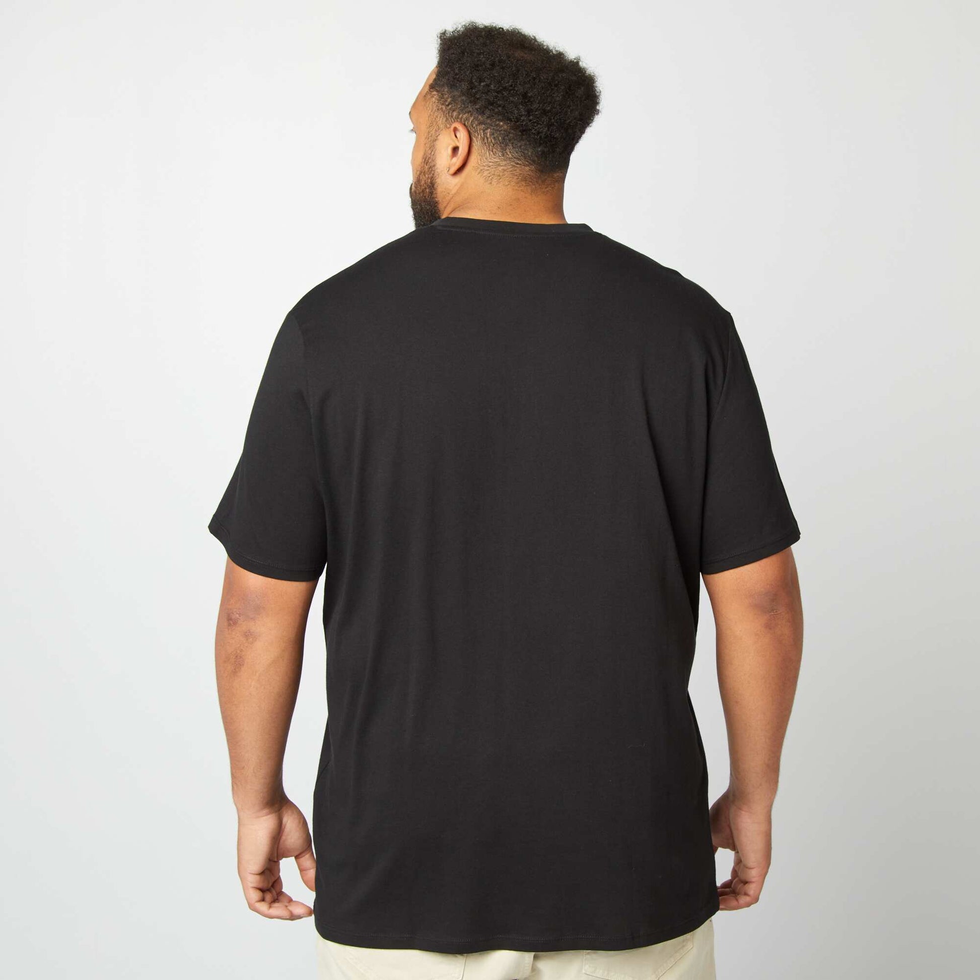T-shirt en jersey à col V NOIR