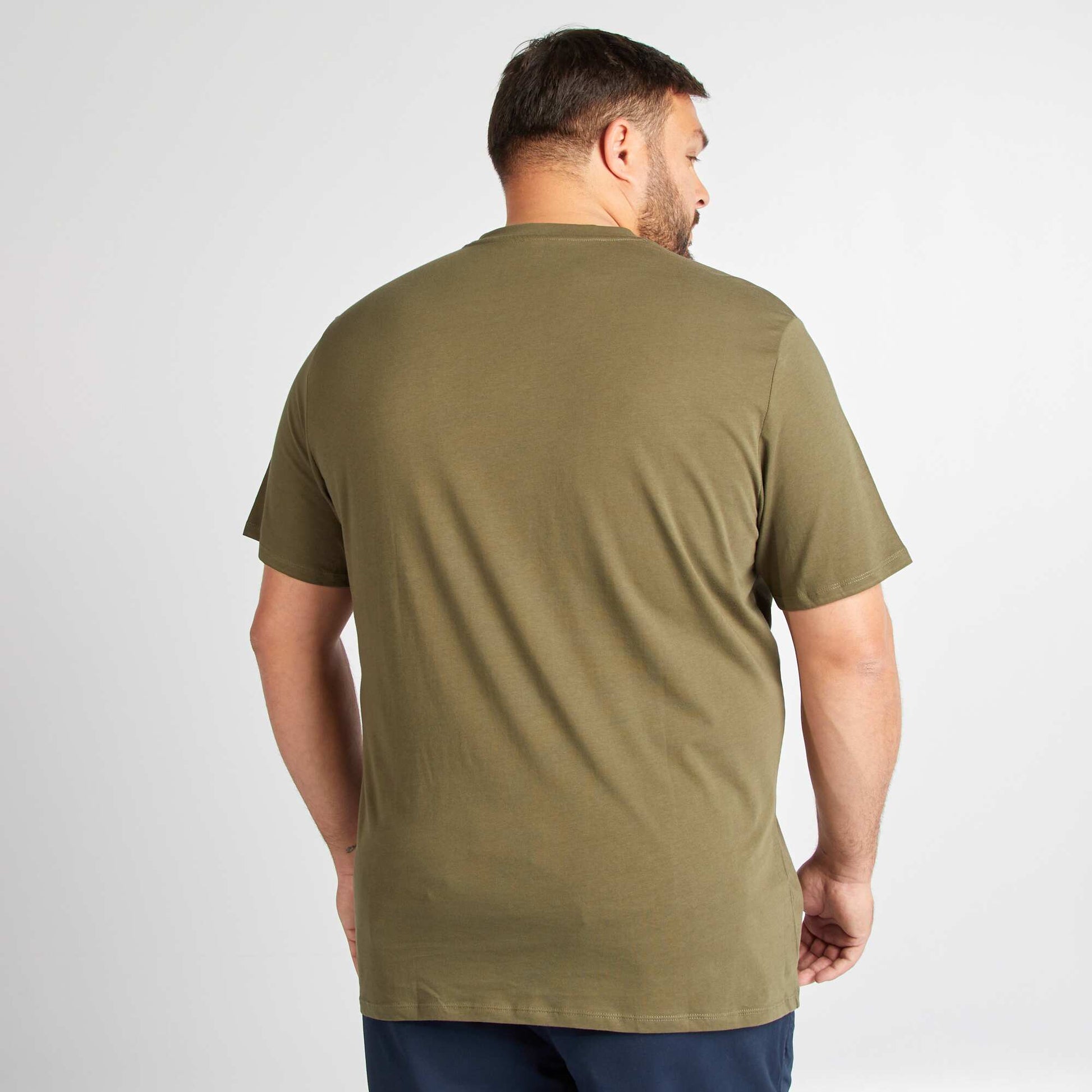T-shirt en jersey à col V KAKI