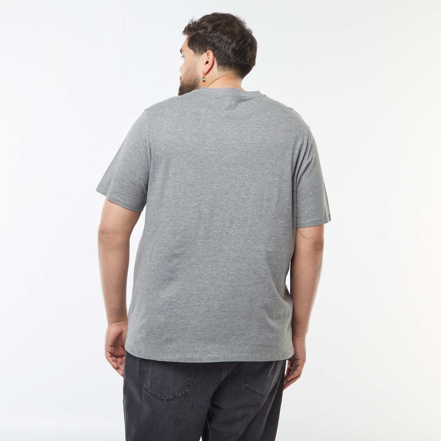 T-shirt en jersey à col V GRIS