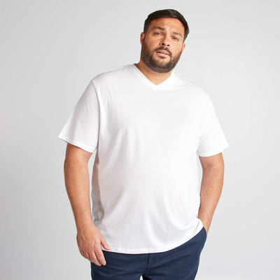 T-shirt en jersey à col V BLANC