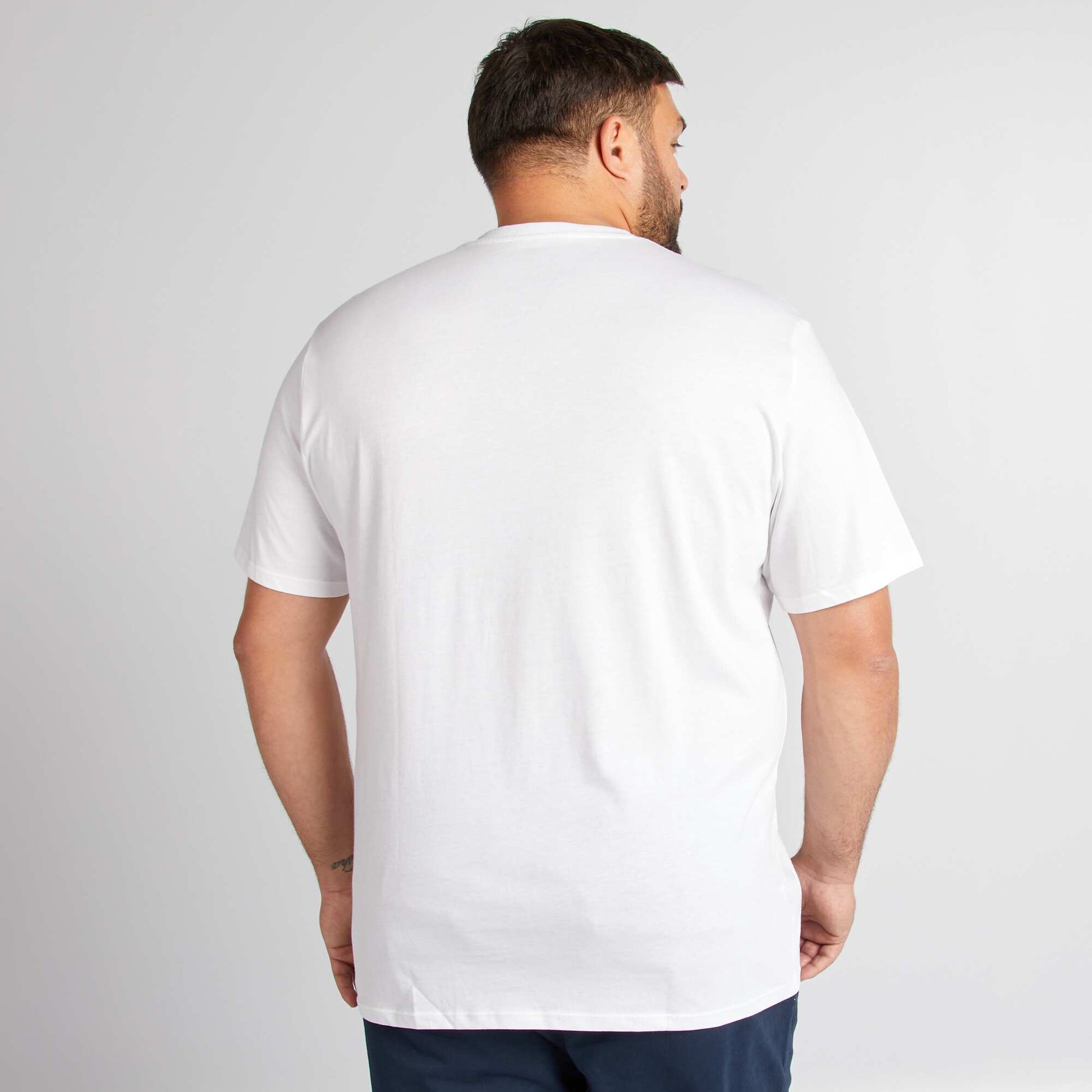 T-shirt en jersey à col V BLANC