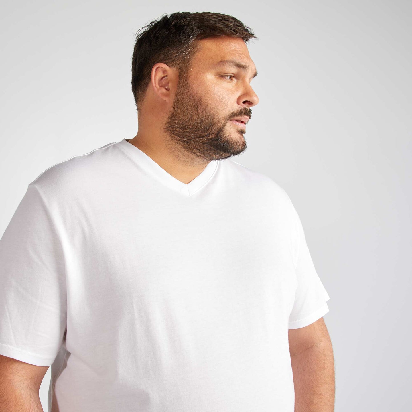 T-shirt en jersey à col V BLANC