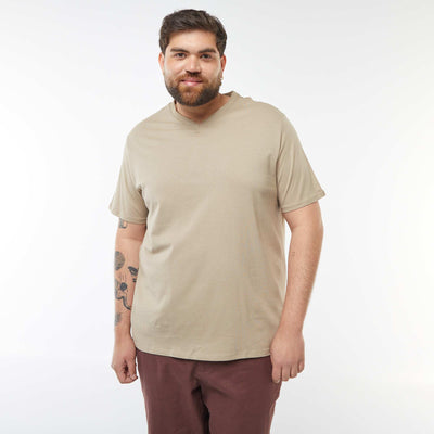 T-shirt en jersey à col V BEIGE